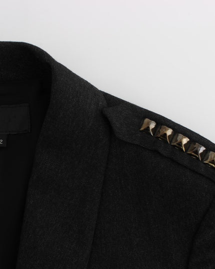 Exte Gray Stretch Gold Studded Short Jacket