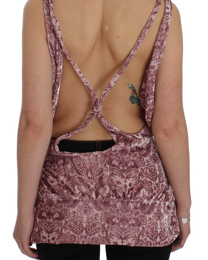 Exte Pink Floral Print Viscose Silk Blouse Top