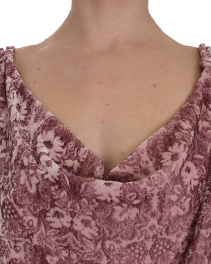 Exte Pink Floral Print Viscose Silk Blouse Top