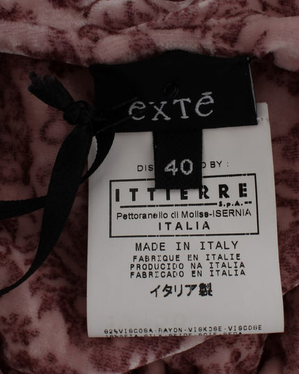 Exte Pink Floral Print Viscose Silk Blouse Top