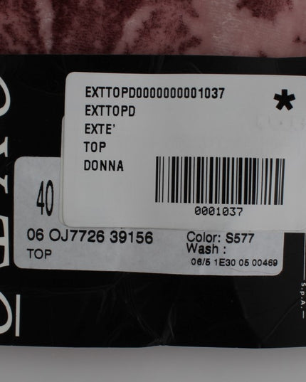 Exte Pink Floral Print Viscose Silk Blouse Top