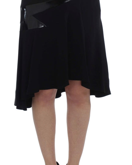 Exte Black Blue Cotton Stretch Straight Skirt