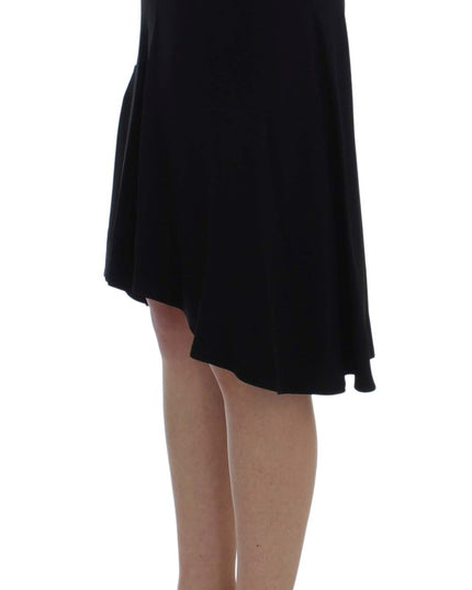 Exte Black Blue Cotton Stretch Straight Skirt