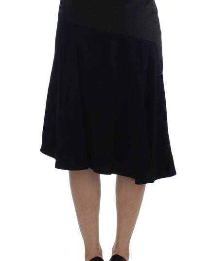 Exte Black Blue Cotton Stretch Straight Skirt