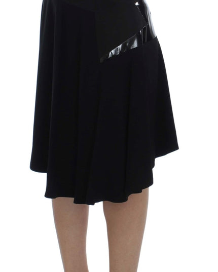 Exte Black Blue Cotton Stretch Straight Skirt