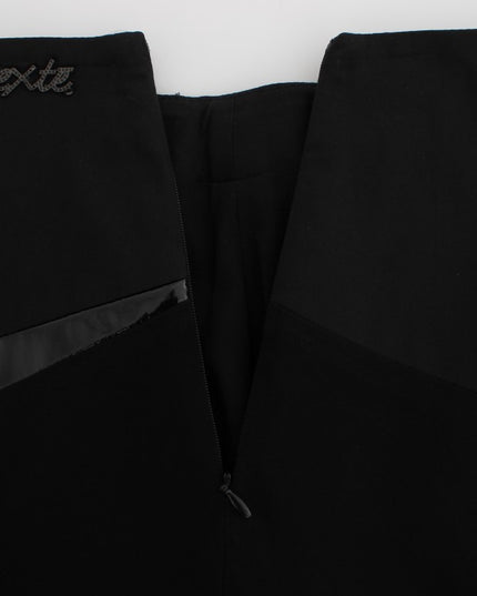 Exte Black Blue Cotton Stretch Straight Skirt