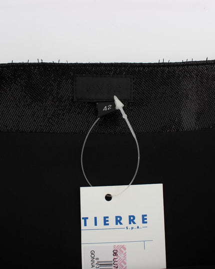 Exte Black Wool Silk Above Knee Straight Skirt