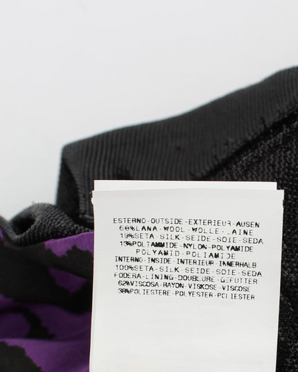 Exte Black Wool Silk Above Knee Straight Skirt