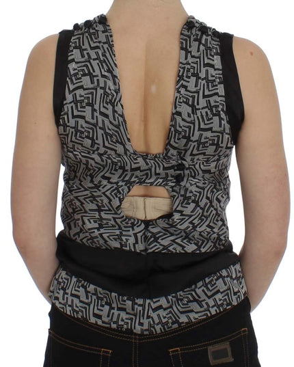 Karl Lagerfeld Gray Black Silk Blouse Top