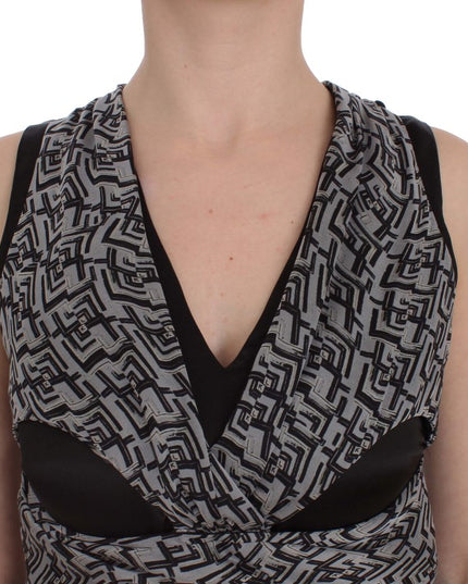 Karl Lagerfeld Gray Black Silk Blouse Top