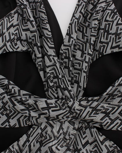Karl Lagerfeld Gray Black Silk Blouse Top