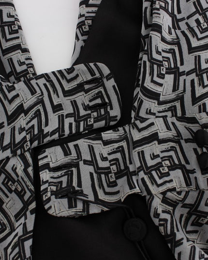 Karl Lagerfeld Gray Black Silk Blouse Top