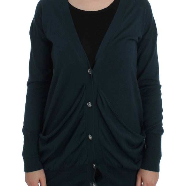 PINK MEMORIES Green Button Down Cardigan Sweater