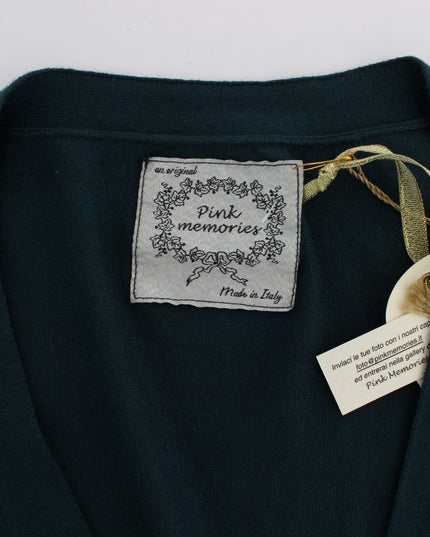PINK MEMORIES Green Button Down Cardigan Sweater