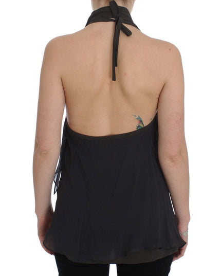 CORA GROPPO Gray Blue Stretch Blouse Top