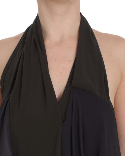 CORA GROPPO Gray Blue Stretch Blouse Top