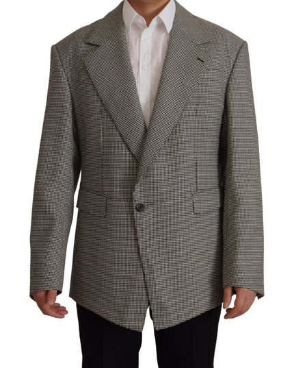 Dolce & Gabbana Gray Checkered Single Breasted Jacket Blazer