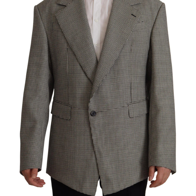 Dolce & Gabbana Gray Checkered Single Breasted Jacket Blazer