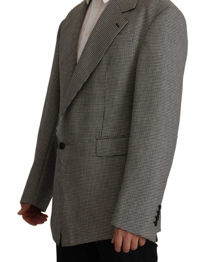 Dolce & Gabbana Gray Checkered Single Breasted Jacket Blazer