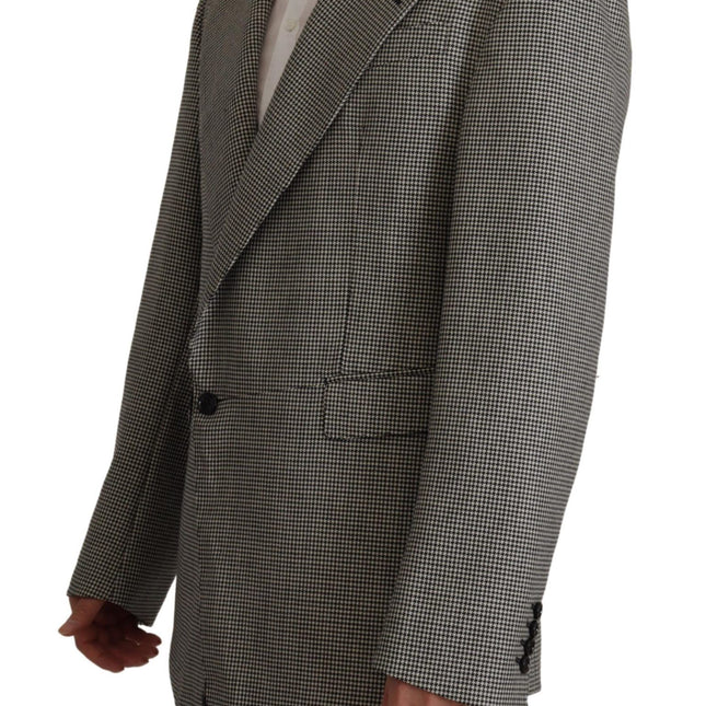 Dolce & Gabbana Gray Checkered Single Breasted Jacket Blazer