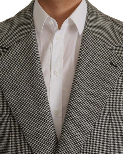 Dolce & Gabbana Gray Checkered Single Breasted Jacket Blazer