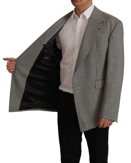 Dolce & Gabbana Gray Checkered Single Breasted Jacket Blazer