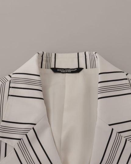 Dolce & Gabbana White Stripes Cotton Single Breasted Blazer