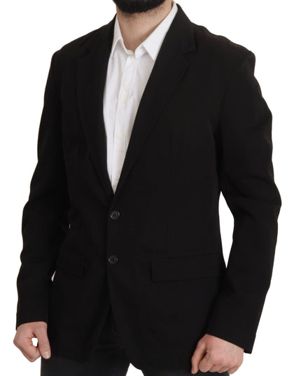 Dolce & Gabbana Black Wool Single Breasted Coat Blazer