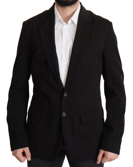 Dolce & Gabbana Black Wool Single Breasted Coat Blazer