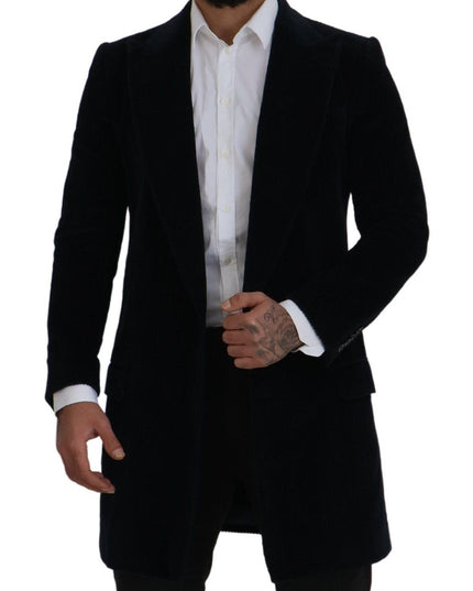 Dolce & Gabbana Black Cotton Cardigan Long Coat Men Jacket
