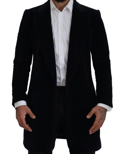 Dolce & Gabbana Black Cotton Cardigan Long Coat Men Jacket