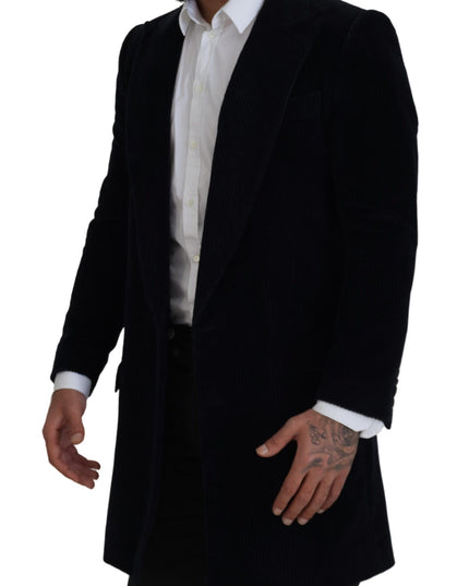 Dolce & Gabbana Black Cotton Cardigan Long Coat Men Jacket