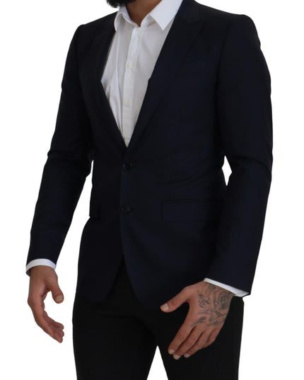 Dolce & Gabbana Blue Wool Single Breasted Coat Blazer