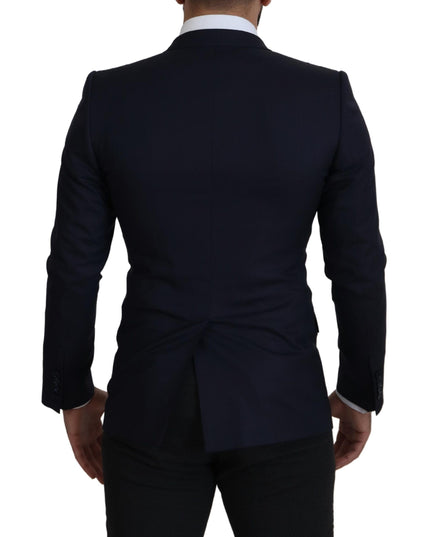 Dolce & Gabbana Blue Wool Single Breasted Coat Blazer