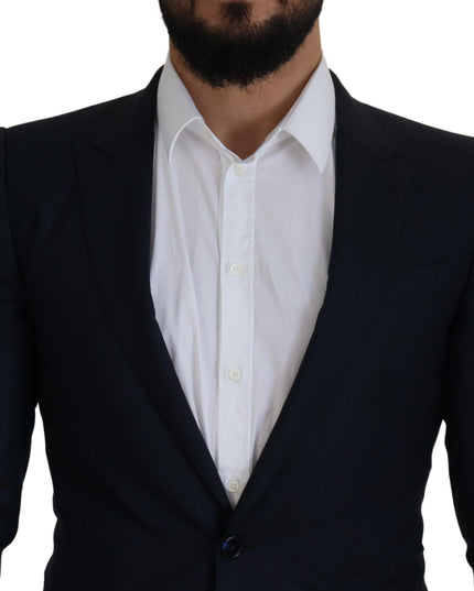Dolce & Gabbana Blue Wool Single Breasted Coat Blazer