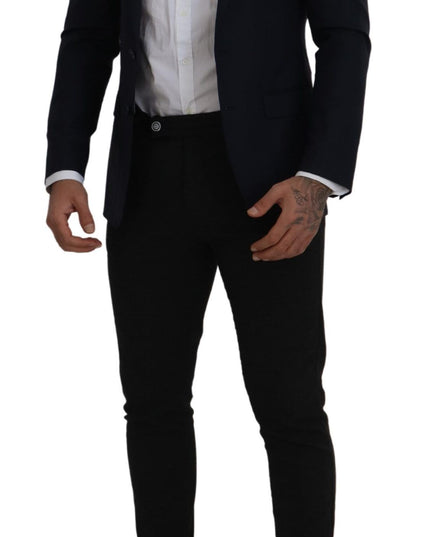 Dolce & Gabbana Blue Wool Single Breasted Coat Blazer