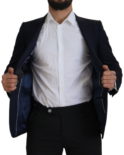 Dolce & Gabbana Blue Wool Single Breasted Coat Blazer