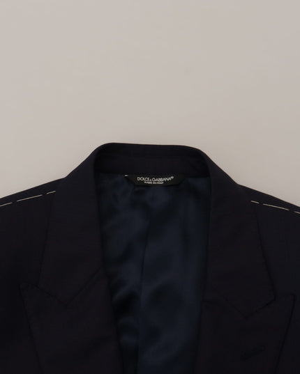 Dolce & Gabbana Blue Wool Single Breasted Coat Blazer