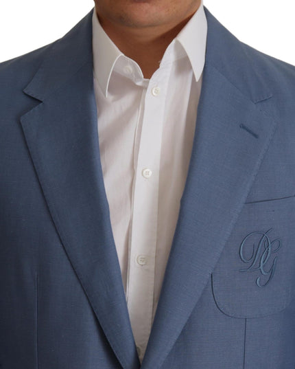 Dolce & Gabbana Blue Single Breasted Logo Blazer Jacket