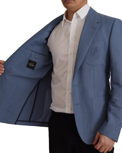Dolce & Gabbana Blue Single Breasted Logo Blazer Jacket
