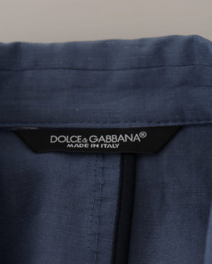 Dolce & Gabbana Blue Single Breasted Logo Blazer Jacket