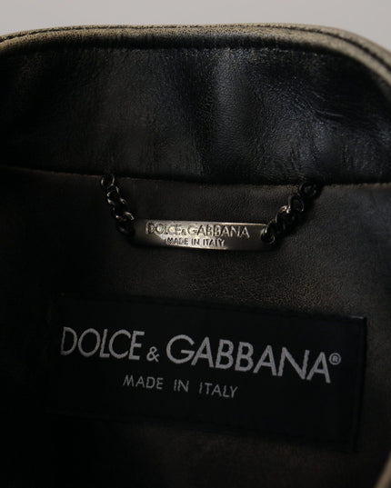 Dolce & Gabbana Black Leather Zipper Biker Coat Jacket