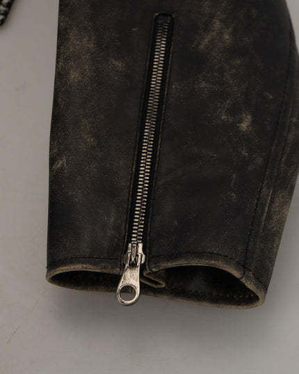 Dolce & Gabbana Black Houndstooth Polyester Bomber Jacket