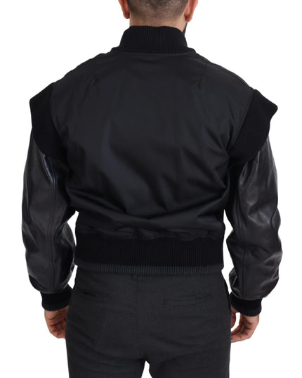 Dolce & Gabbana Black Nylon Crystals Coat Buttons Jacket