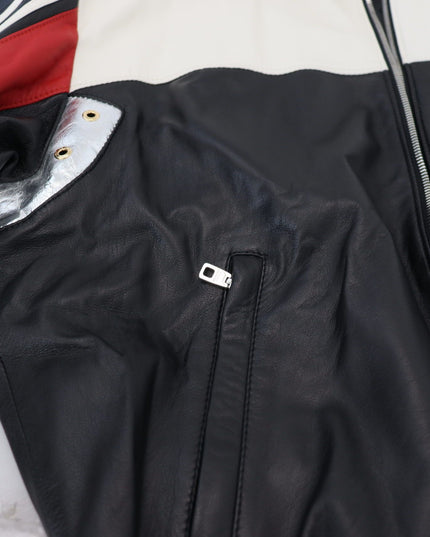 Dolce & Gabbana Black Leather Hooded Blouson Coat Jacket