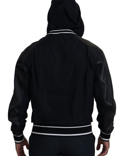 Dolce & Gabbana Black Polyester Hooded Blouson Coat Jacket
