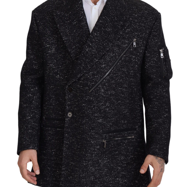 Dolce & Gabbana Black Wool Double Breasted Coat Men Jacket