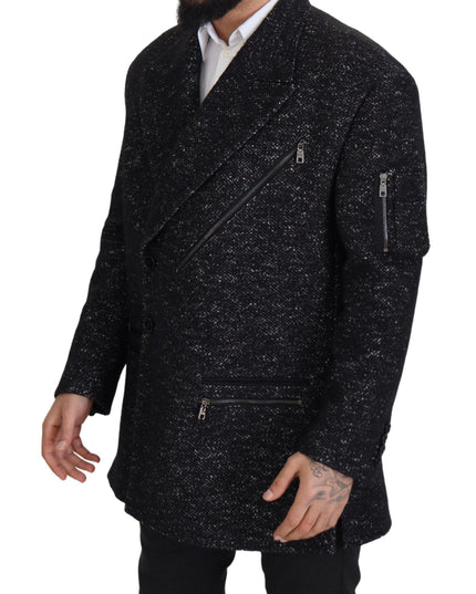 Dolce & Gabbana Black Wool Double Breasted Coat Men Jacket