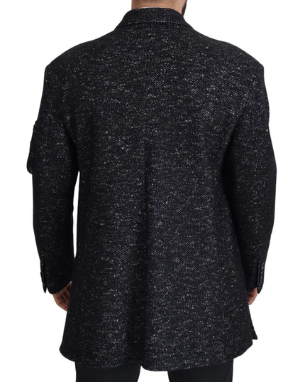 Dolce & Gabbana Black Wool Double Breasted Coat Men Jacket