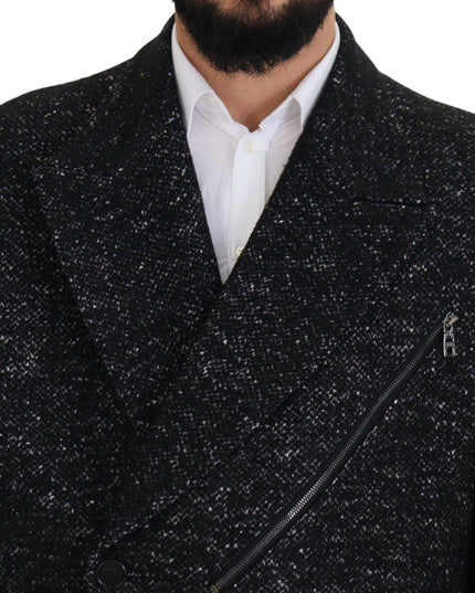 Dolce & Gabbana Black Wool Double Breasted Coat Men Jacket